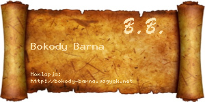 Bokody Barna névjegykártya